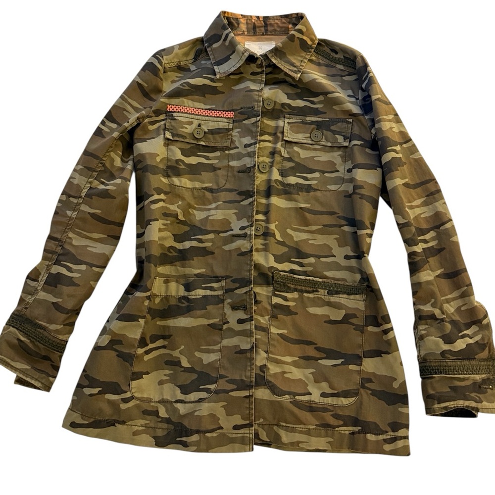 Caslon Camo Utility Jacket Shirt Pink Trim 100% Cotton XS